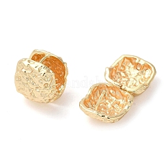 女性用ハンマー真鍮フープピアス  正方形  ニッケルフリー  18KGP本金メッキ  13x13.7x14.5mm&nbsp;KK-C028-06G