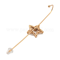 ラインストーンスタッドピアス  ライトゴールド亜鉛合金耳ラップクローラーフックイヤリングイヤーカフ  スター  70.5x15mm&nbsp;EJEW-G378-01G