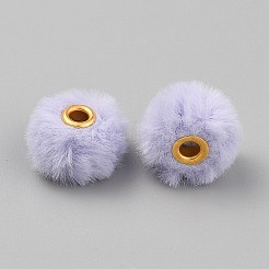 模造ミンクファーヨーロッパビーズ  大穴ビーズ  合金コアで  ロンデル  ラベンダー  20x12.5mm  穴：4mm&nbsp;FIND-WH0148-423N
