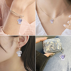 6 個 3 色ラックメッキ合金ラインストーンペンダント  ABSパールビーズと  花  ミックスカラー  25x19.5x9.5mm  穴：2mm  2個/カラー&nbsp;FIND-TA0005-40