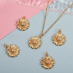 真鍮製ペンダント5個  長持ちメッキ  花  18KGP本金メッキ  21x18x4.5mm  穴：3mm  丸カン：5x0.8ミリ&nbsp;KK-SZ0004-39