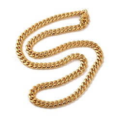 Ion Plating(IP) 304 Stainless Steel Cuban Link Chain Necklaces for Men&nbsp;NJEW-L173-018G-01