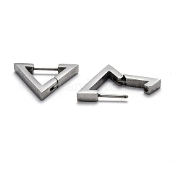 変色しにくい304ステンレススチールの三角形のフープピアス  ステンレス鋼色  18.5x21x3mm  ピン：1mm&nbsp;STAS-H156-02A-P