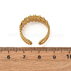 女性用304ステンレススチールエナメルカフリング  ハート＆リーフ  18KGP本金メッキ  8mm  usサイズ7 3/4(17.9mm)&nbsp;RJEW-F194-03G