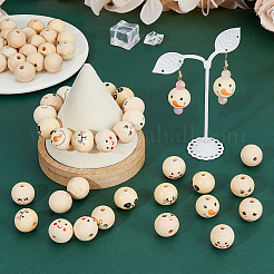 80Pcs 8 Styles Printed Wood European Beads&nbsp;WOOD-DC0001-07