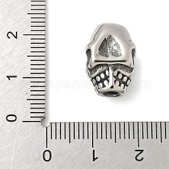 304ステンレススチールヨーロピアンビーズ  大穴ビーズ  スカル  アンティークシルバー  16x10x11mm  穴：4mm&nbsp;STAS-S183-05D-AS