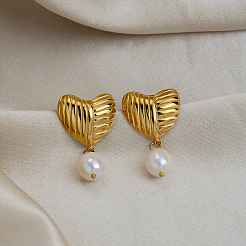 Textured 304 Stainless Steel Stud Dangle Earrings for Women&nbsp;EE0643
