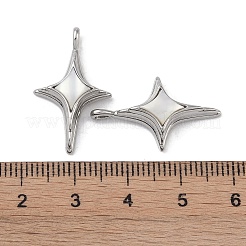 真鍮パヴェシェルペンダント  スターのチャーム  プラチナ  25.5x15x6mm  穴：2x1.2mm&nbsp;KK-G497-09P