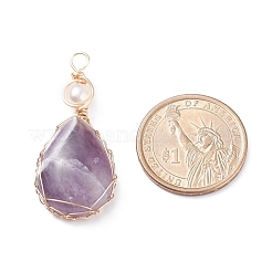 Natural Amethyst Copper Wire Wrapped Pendants&nbsp;PALLOY-JF01398-04