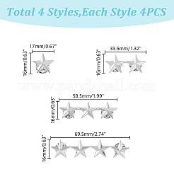 16Pcs 4 Styles Star Zinc Alloy Brooches&nbsp;JEWB-HY0001-41P