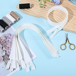 衣服アクセサリー5個  ナイロン閉口ジッパー  TPUジッパープラー付き  ファスナー部品  ホワイト  430x31x9mm&nbsp;FIND-GF0008-52B
