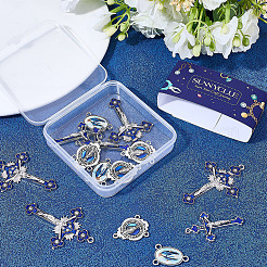 20Pcs 4 Styles DIY Blue Rosary Alloy Enamel Pendant and Link Findings Kits&nbsp;FIND-SC0021-26
