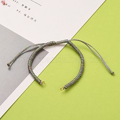 調節可能な編組ポリエステルコードブレスレット作り  304ステンレススチールオープン丸カン付き  ダークオリーブグリーン  一本チェーンの長さ：約6-3/8インチ（16.2cm）&nbsp;AJEW-JB00763-02