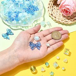 200個 14種類のアクリルビーズミックスシェイプ  ブルー  8~23x7.5~29.5mm  穴：1.6~2.5mm&nbsp;OACR-CJ0001-82