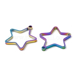 304ステンレススチールオープンバックベゼルスターペンダント  UVレジンDIY用  エポキシ樹脂  プレスジュエリー  虹色  32x30x3mm  穴：2.2mm  内径：23x28mm&nbsp;STAS-Z040-01RC