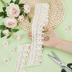 花柄コットン刺繍リボン  レースのトリム  服装アクセサリー  古いレース  2-7/8インチ（72~74mm）  約5.00ヤード（4.57m）/ pc&nbsp;OCOR-WH0078-553A