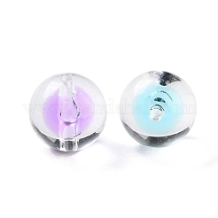 UVメッキの虹色の透明アクリルビーズ  ラウンド  ランタン  15mm  穴：2.5mm  226個/ 500g&nbsp;OACR-H112-08A