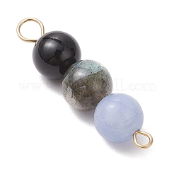 Dyed Natural Malaysia Jade & Black Onyx(Dyed & Heated) & Amethyst & Labradorite & Rose Quartz Round Beaded Connector Charms&nbsp;PALLOY-JF04052-02