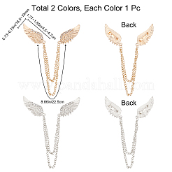 2Pcs 2 Colors Men's Crystal Wings Scarf Collar Brooch Lapel Pin&nbsp;JEWB-GF0001-21