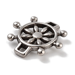レトロ 304 ステンレススチール ヘルムリンク  レザーコードブレスレット作り用  アンティークシルバー  19x18.5x3mm  穴：2.4x2.4mm&nbsp;STAS-L274-012AS-01