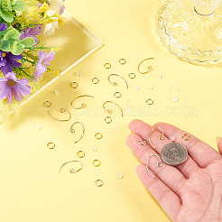 真鍮のピアスフック  鉄製のオープン丸カンとプラスチック製のイヤーナット付き  ミックスカラー  20x12x1mm  穴：2mm  ピン：1mm&nbsp;KK-TA0008-94