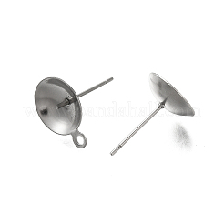 変色防止 304 ステンレススチール スタッドピアス金具  片穴パーツ用  ステンレス鋼色  11x8mm  穴：1.4mm  ピン：12x0.8mm&nbsp;STAS-P370-02E-P