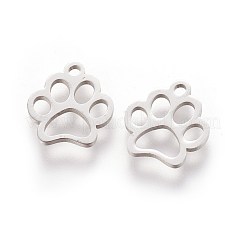 変色しにくい304ステンレススチールチャーム  犬の足跡  ステンレス鋼色  12.9x11.8x1mm  穴：1.5mm&nbsp;X-STAS-Q201-T179