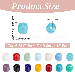 225個15色不透明ガラスビーズ連売り  ファセットバレル  ミックスカラー  6.5~7x6mm  穴：1mm&nbsp;GLAA-PA0001-67