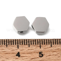 304ステンレススチールビーズ  六角  艶出し  ステンレス鋼色  7x7.5x3mm  穴：1.4mm&nbsp;STAS-E532-08P
