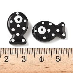 焼き絵の具、ガラス、エナメル、ビーズ  魚  ブラック  19.5x12.5x6~6.5mm  穴：1.2~1.4mm&nbsp;LAMP-D303-04K