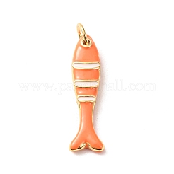 エナメルペンダント付き真鍮  魚のチャーム  ラックめっき  長持ちメッキ  鉛フリー＆カドミウムフリー  18KGP本金メッキ  ミックスカラー  27.5x8x4mm  穴：4mm&nbsp;KK-CBA2F11-03G