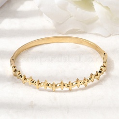 女性用304ステンレススチールヒンジ付きバングル  花  イオンプレーティング（ip）  長持ちメッキ  18KGP本金メッキ  内径：2.38x1.95インチ（6.05x4.95cm）&nbsp;BJEW-B168-08G