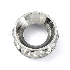 304ステンレススチールスペーサービーズ  ラインストーン付き  大穴ビーズ  コラム  ステンレス鋼色  11x4.5mm  穴：5.5mm&nbsp;LS-STAS-Q320-02B-P