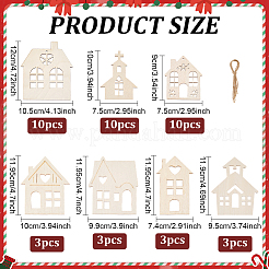 42Pcs Christmas Wood House Pendant Decorations&nbsp;DIY-PH00035-58