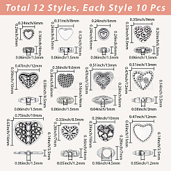 120Pcs 12 Styles Tibetan Style Alloy Beads&nbsp;FIND-PA0001-04