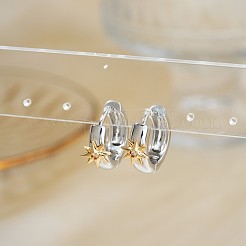 ファッショナブルな真鍮製クリアキュービックジルコニアフープピアス  銀  スター  17x8mm&nbsp;NY7693-2