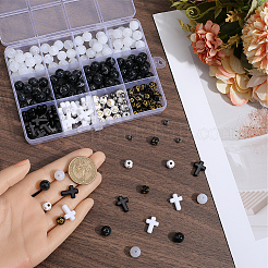 クロス＆ラウンドアクリルビーズブレスレットのDIYキット  ミックスカラー  ビーズ：8~16x8~12x4.5~10mm  穴：2mm  280pc&nbsp;DIY-SC0027-52