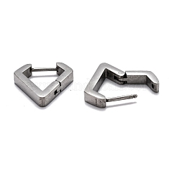変色しにくい304ステンレススチール製フープピアス  ダイヤモンド形状  ステンレス鋼色  17x15.5x3mm  ピン：1mm&nbsp;STAS-J033-17B-P