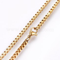 304 Stainless Steel Box Chain Necklaces&nbsp;NJEW-F226-05G-02