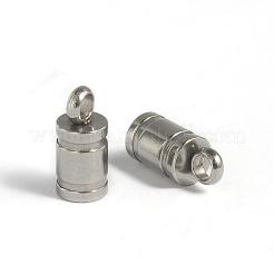 変色しにくい304ステンレススチールコードエンド  エンドキャップ  ステンレス鋼色  9x4mm  穴：2mm  内径：3mm&nbsp;STAS-D431-16