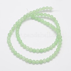 天然石&染め加工マレーシアジェイドビーズ連売り  ラウンド  薄緑  4mm  穴：0.8mm  約92個/連  15インチ&nbsp;G-A146-4mm-A26