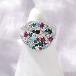 Brass Micro Pave Cubic Zirconia Finger Rings for Women&nbsp;RJEW-C129-09P