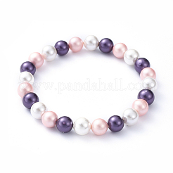 Shell Pearl Beads Stretch Bracelets&nbsp;BJEW-JB05144-M
