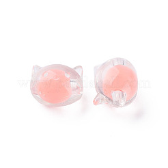 透明なアクリルビーズ  二層ビーズ  猫  ライトサーモン  16x18.5x14.5mm  穴：3.5mm  約78個/200g&nbsp;X1-MACR-S373-115-B01