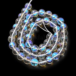 透明電気メッキガラスビーズ連売り  パール光沢メッキ  ラウンド  ライトスチールブルー  8mm  穴：1mm  約50個/連  14.96''（38センチメートル）&nbsp;GLAA-T032-T8mm-C14