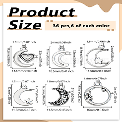 36Pcs 6 Styles Tibetan Style Alloy Pendants&nbsp;TIBEP-LP0001-25