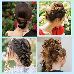 6個 6色 合金 ラインストーン ヴィンテージ ヘアフォーク  女性の女の子のためのヘアアクセサリー  U字型  ミックスカラー  125x29~30x5mm  1pc /カラー&nbsp;OHAR-CY0001-06