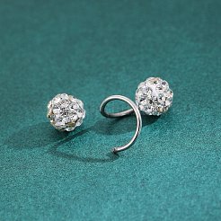 丸いビーズの合金クリスタルラインストーンスタッドピアス  銀  17mm&nbsp;FS-WG37A38-02