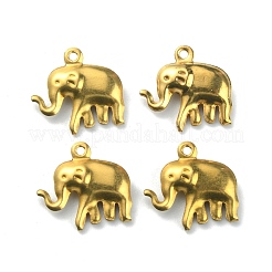 真鍮の象のペンダント  ゴールドカラー  14x15x3.5mm  穴：1.2mm&nbsp;LS-KK-WH0054-17G