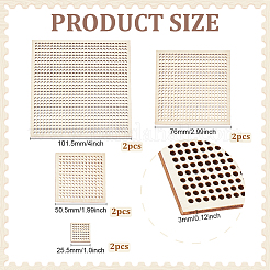 4種類のスタイルの木製刺繍ボード8個  正方形  湯通しアーモンド  50.5~101.5x50.5~101.5x3mm  2個/スタイル&nbsp;DIY-BC0014-92